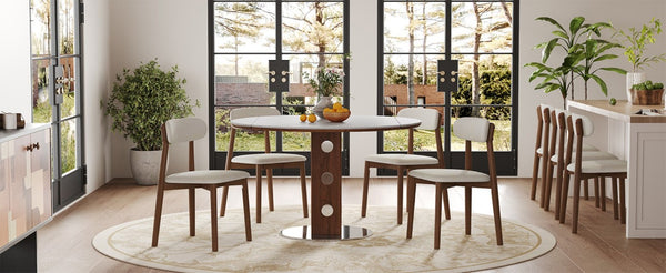 English Elm Solid Oak Farmhouse Dining Chair Set Walnut Finish Chenille Seat with Metal Bracing W6013P507669