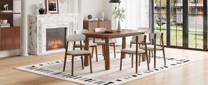 English Elm Solid Oak Farmhouse Dining Chair Set Walnut Finish Chenille Seat with Metal Bracing W6013P507669