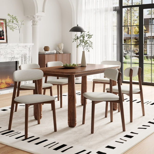 English Elm Solid Oak Farmhouse Dining Chair Set Walnut Finish Chenille Seat with Metal Bracing W6013P507669