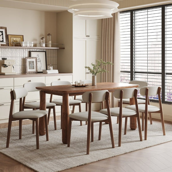 English Elm Solid Oak Farmhouse Dining Chair Set Walnut Finish Chenille Seat with Metal Bracing W6013P507669