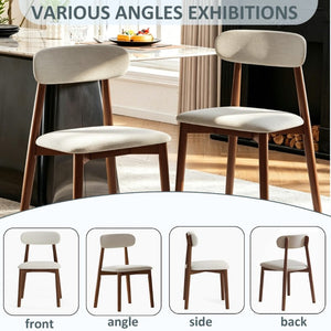 English Elm Solid Oak Farmhouse Dining Chair Set Walnut Finish Chenille Seat with Metal Bracing W6013P507669
