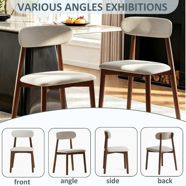 English Elm Solid Oak Farmhouse Dining Chair Set Walnut Finish Chenille Seat with Metal Bracing W6013P507669