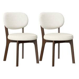 English Elm Solid Oak Farmhouse Dining Chairs Set of 2 with Chenille Cushions and Metal Braced Frame W6013P507672