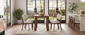 English Elm Solid Oak Farmhouse Dining Chairs Set of 4 Chenille Upholstered Walnut Finish Kitchen W6013P507678