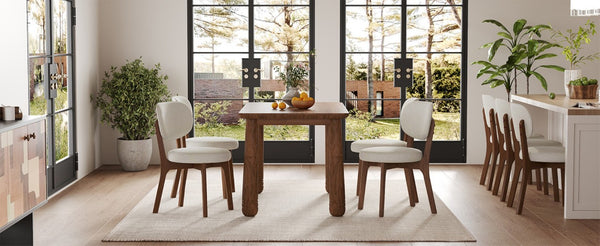 English Elm Solid Oak Farmhouse Dining Chairs Set of 4 Chenille Upholstered Walnut Finish Kitchen W6013P507678