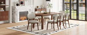 English Elm Solid Oak Farmhouse Dining Chairs Set of 4 Chenille Upholstered Walnut Finish Kitchen W6013P507678