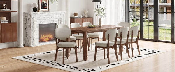 English Elm Solid Oak Farmhouse Dining Chairs Set of 4 Chenille Upholstered Walnut Finish Kitchen W6013P507678
