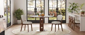 English Elm Solid Oak Farmhouse Dining Chairs Set of 4 Chenille Upholstered Walnut Finish Kitchen W6013P507678