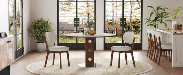 English Elm Solid Oak Farmhouse Dining Chairs Set of 4 Chenille Upholstered Walnut Finish Kitchen W6013P507678