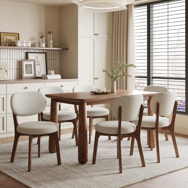 English Elm Solid Oak Farmhouse Dining Chairs Set of 4 Chenille Upholstered Walnut Finish Kitchen W6013P507678