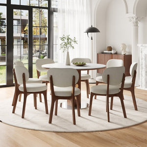 English Elm Solid Oak Farmhouse Dining Chairs Set of 4 Chenille Upholstered Walnut Finish Kitchen W6013P507678