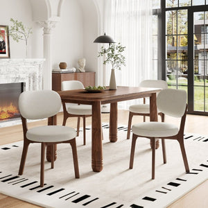 English Elm Solid Oak Farmhouse Dining Chairs Set of 4 Chenille Upholstered Walnut Finish Kitchen W6013P507678