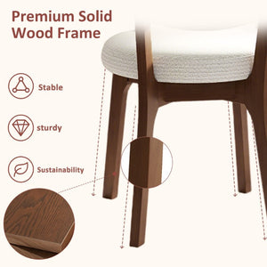 English Elm Solid Oak Farmhouse Dining Chairs Set of 4 Chenille Upholstered Walnut Finish Kitchen W6013P507678