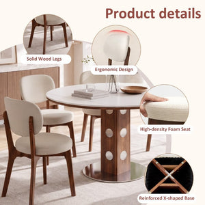 English Elm Solid Oak Farmhouse Dining Chairs Set of 4 Chenille Upholstered Walnut Finish Kitchen W6013P507678