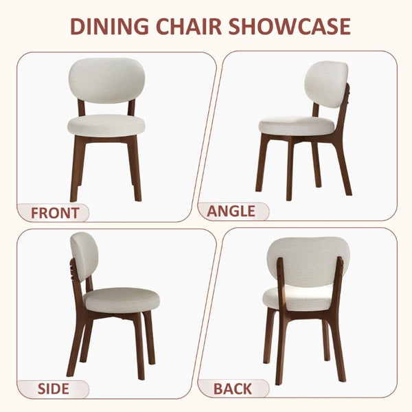 English Elm Solid Oak Farmhouse Dining Chairs Set of 4 Chenille Upholstered Walnut Finish Kitchen W6013P507678