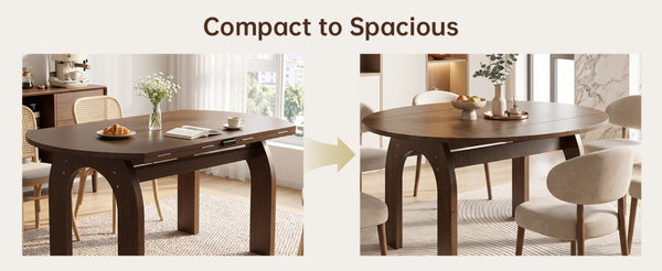 English Elm 51.2 Inch Solid Wood Round Drop Leaf Dining Table Walnut Finish Farmhouse Small Space W6013P531651
