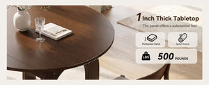 English Elm 51.2 Inch Solid Wood Round Drop Leaf Dining Table Walnut Finish Farmhouse Small Space W6013P531651