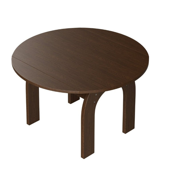 English Elm 51.2 Inch Solid Wood Round Drop Leaf Dining Table Walnut Finish Farmhouse Small Space W6013P531651