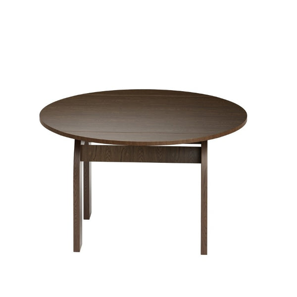 English Elm 51.2 Inch Solid Wood Round Drop Leaf Dining Table Walnut Finish Farmhouse Small Space W6013P531651