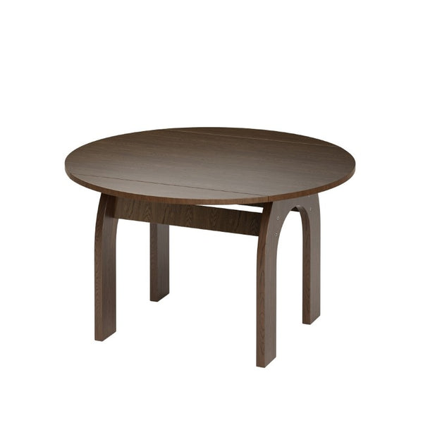English Elm 51.2 Inch Solid Wood Round Drop Leaf Dining Table Walnut Finish Farmhouse Small Space W6013P531651