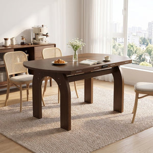 English Elm 51.2 Inch Solid Wood Round Drop Leaf Dining Table Walnut Finish Farmhouse Small Space W6013P531651