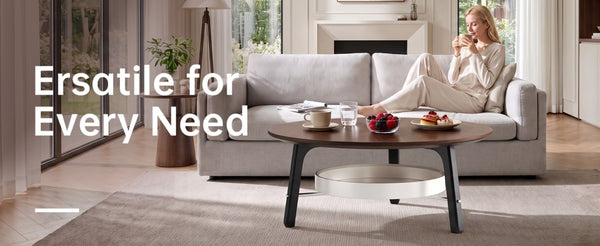 English Elm 35.43 Round Walnut Grain Coffee Table with Removable Shelf and Black Legs W6013P538879