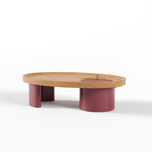English Elm 45.3 Oval Walnut Coffee Table with Hidden Leg Storage Mid-Century Modern Living Room W6013S00001