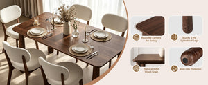English Elm 63 Inch Solid Wood Rectangular Dining Table Walnut Farmhouse Style Seats Six W6013S00010
