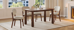 English Elm 63 Inch Solid Wood Rectangular Dining Table Walnut Farmhouse Style Seats Six W6013S00010