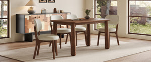 English Elm 63 Inch Solid Wood Rectangular Dining Table Walnut Farmhouse Style Seats Six W6013S00010