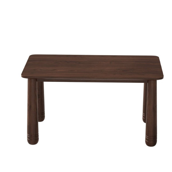 English Elm 63 Inch Solid Wood Rectangular Dining Table Walnut Farmhouse Style Seats Six W6013S00010