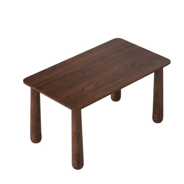 English Elm 63 Inch Solid Wood Rectangular Dining Table Walnut Farmhouse Style Seats Six W6013S00010