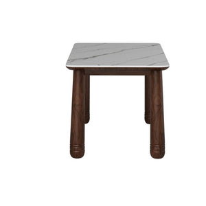 English Elm 63 Inch Sintered Stone Top Rectangular Dining Table Walnut Wood Frame Seats Six W6013S00011