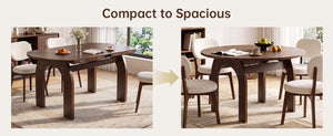 English Elm 51.2 Solid Wood Drop Leaf Oval Farmhouse Dining Set with Chenille Upholstered Chairs 51.2 inches Beige, Walnut W6013S00020