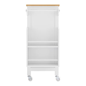 English Elm Kitchen Island Cart Bamboo Top Barn Door Cabinet Rolling Farmhouse Storage Organizer W6018P506371