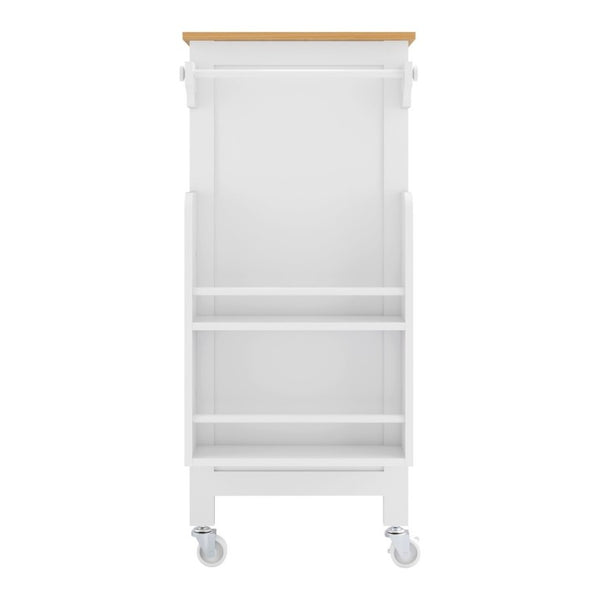 English Elm Kitchen Island Cart Bamboo Top Barn Door Cabinet Rolling Farmhouse Storage Organizer W6018P506371