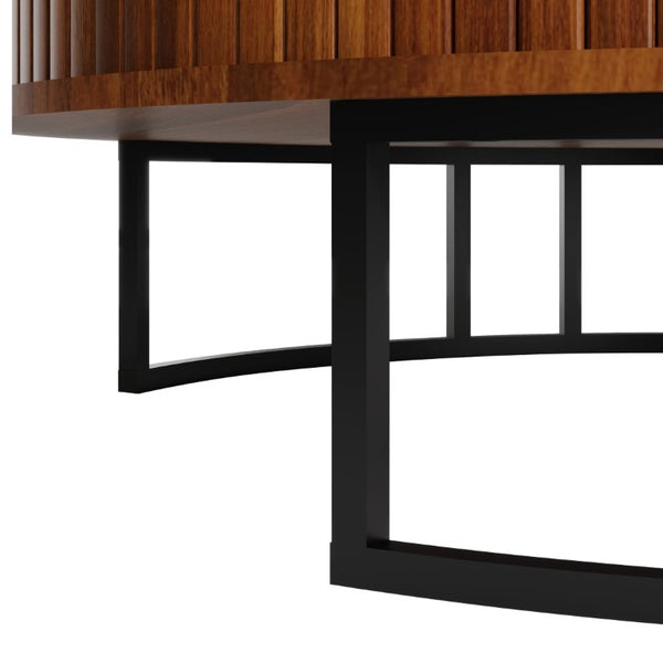 English Elm 31.5 Inch Round Fluted Walnut Lift Top Coffee Table with Hidden Storage for Living Room W6018P506373