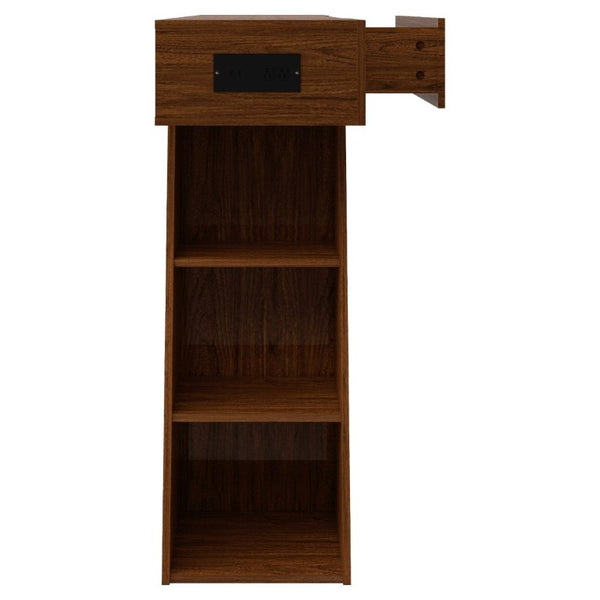 English Elm 60 Inch Slim Walnut Console Table with Power Outlets Slatted Shelf and Sofa Storage W6018P506376