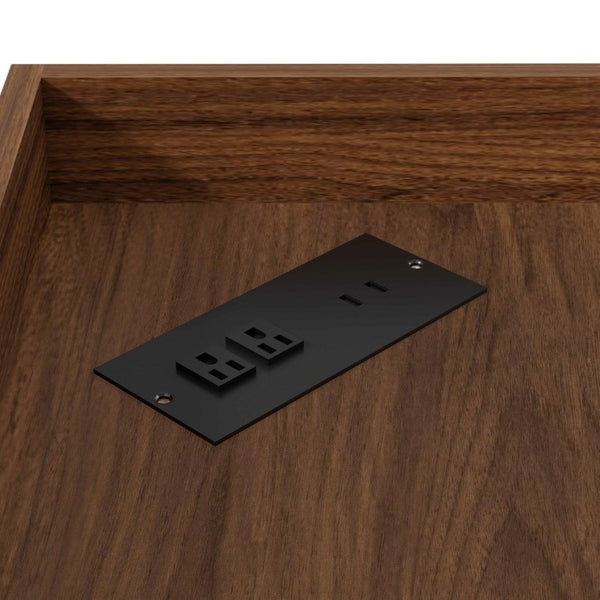 English Elm Corner Industrial Bookshelf with Built-In USB Charging Six Cubby Wooden Organizer Walnut W6018P506378