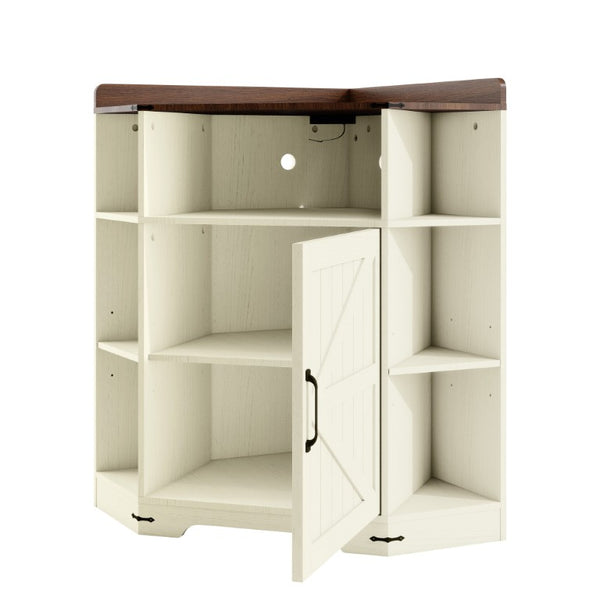 English Elm Corner Industrial Bookshelf Six Cubby Storage Unit with Built-In USB Charging Station W6018P577722