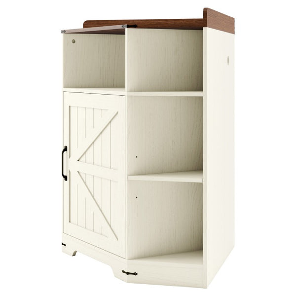 English Elm Corner Industrial Bookshelf Six Cubby Storage Unit with Built-In USB Charging Station W6018P577722