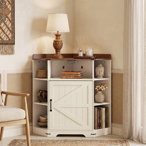 English Elm Corner Industrial Bookshelf Six Cubby Storage Unit with Built-In USB Charging Station W6018P577722