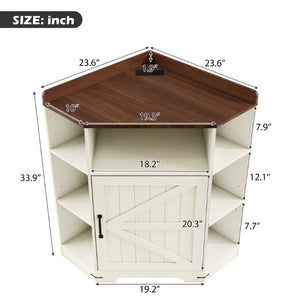 English Elm Corner Industrial Bookshelf Six Cubby Storage Unit with Built-In USB Charging Station W6018P577722