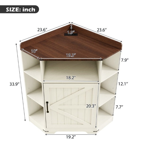 English Elm Corner Industrial Bookshelf Six Cubby Storage Unit with Built-In USB Charging Station W6018P577722