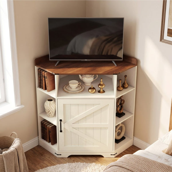 English Elm Corner Industrial Bookshelf Six Cubby Storage Unit with Built-In USB Charging Station W6018P577722