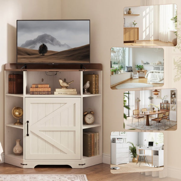 English Elm Corner Industrial Bookshelf Six Cubby Storage Unit with Built-In USB Charging Station W6018P577722