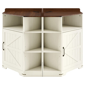 English Elm Corner Industrial Bookshelf Six Cubby Storage Unit with Built-In USB Charging Station W6018P577722