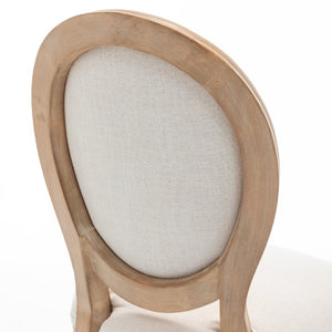 English Elm Farmhouse Rubberwood Dining Chairs with Carved Oak Frame and Linen Cushioned Seats Set of 2 Beige W6098P507918