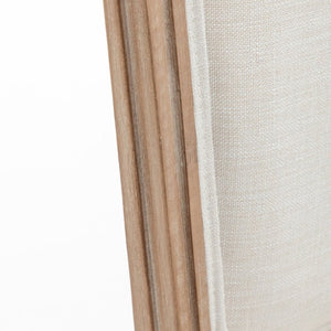 English Elm Farmhouse Rubberwood Dining Chairs Set of 2 with Carved Oak Finish and Linen Cushioned Seats Beige W6098P507922