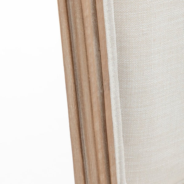 English Elm Farmhouse Rubberwood Dining Chairs Set of 2 with Carved Oak Finish and Linen Cushioned Seats Beige W6098P507922